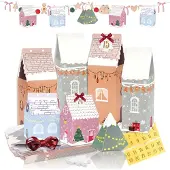 OCreon Adventskalender-Häuschen zum Befüllen – 24 Stück – DIY-Adventskalender-Häuschen zum Befüllen für Kinder