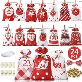 OCreon Adventskalender zum Befüllen – Wiederverwendbare Adventskalendertüten – DIY-Weihnachts-Adventskalender – Stofftüten