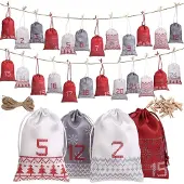 OCreon Adventskalender zum Befüllen – 24 Stoffbeutel – Weihnachtskalender zum Basteln – Jutebeutel