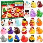 OCreon Adventskalender mit Entenmotiven für Kinder – 24 farbenfrohe Badeenten