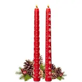 OCreon 2 Weihnachtskerzen, 24 Adventskerzen, Geschenkartikel: Handgefertigte Adventskerzen in Rot