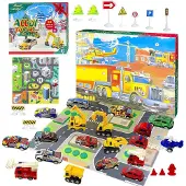 OCreon Adventskalender 2025 – Weihnachtsspielzeug – Rennspielzeug für Rallyeautos – Miniaturautos oder Baufahrzeuge