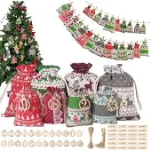 OCreon Adventskalender zum Befüllen 2026 - 24 Weihnachtsschmuckbeutel