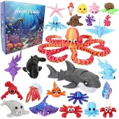 OCreon Adventskalender mit Meerestieren – 24 bewegliche Figuren von Meerestieren als Stressabbau-Spielzeug – Weihnachtskalender