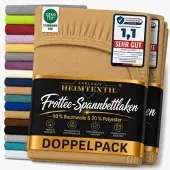 EXKLUSIV HEIMTEXTIL Doppelpack Frottee Spannbettlaken Premium Sand 200 x 220 cm
