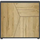Vladon Sideboard Benny, Germany, Kommode mit 2 Türen und 2 Schubladen, Schwarz matt/Eiche Natur (79 x 74 x 36 cm)