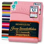 EXKLUSIV HEIMTEXTIL Doppelpack Jersey Spannbettlaken 90 - 100 x 200 cm Rosa