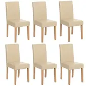 Mendler 6er-Set Esszimmerstuhl Stuhl Küchenstuhl Littau Leder, creme, helle Beine