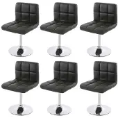 Mendler 6er-Set Esszimmerstuhl Drehstuhl Stuhl Kavala Kunstleder Chrom grau