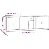 vidaXL Sideboards 3 Stk. Räuchereiche Holzwerkstoff