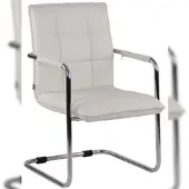 Décoshop26 - Besucherstuhl Bürostuhl ohne Rollen weißes Kunstleder Metallgestell BUR10471