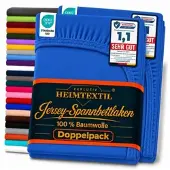 EXKLUSIV HEIMTEXTIL Doppelpack Jersey Spannbettlaken 90 - 100 x 200 cm Royalblau