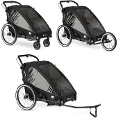Deryan Fahrradanhänger V2 – Kinderfahrradanhänger für 2 Kinder – Kinderwagen – Schwarz