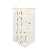 Dripio Adventskalender mit 31 Taschen, DIY, Canvas, 40×72 cm, Weiß