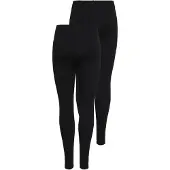 ONLY Leggings "ONLLIVE LOVE NEW LEGGING 2PACK NOOS", Damen, Gr. XL (42), N-Gr, schwarz, Jersey, Obermaterial: 95% Baumwolle, 5% Elasthan, unifarben, slim fit knöchelfrei, Hosen Leggings