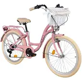 DaviBikes Kinderfahrrad Davi Amelia 24", 7 Gänge, 130-165 cm, Rosa/Creme