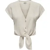 ONLY Kurzarmbluse "ONLSIESTA SS KNOT LIN BL SHIRT PNT NOOS" Viskosemischung, regular fit