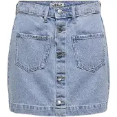 ONLY Jeansrock "ONLAMAZING HW SKIRT TAI DNM NOOS", Damen, Gr. XS (34), blau (light blau denim), Denim/Jeans, Obermaterial: 100% Baumwolle, unifarben, kurz, Röcke Jeansrock