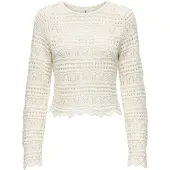 ONLY Strickpullover "ONLELKE LIFE LS PULLOVER KNT NOOS" Lochstickerei, verkürzte Form