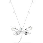 Swarovski x Ariana Grande Halskette und Brosche Verschiedene Schliffe Libelle Grün Rhodiniert