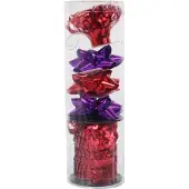 Goliat Geschenkverpackungsset: Rosetten + rot-violettes Paillettenband