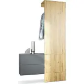 Vladon Garderobe Carlton Set 2, Germany, Wandgarderobe aus Deko-Paneel & hängender Schubladen-Kommode, Anthrazit matt/Eiche Natur (105 x 193 x 35 cm)