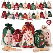 BundiGlassware DazSpirit Adventskalender zum Befüllen, DIY Säckchen, 24 Groß Stoffbeutel