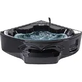 Beliani Whirlpool-Badewanne Schwarz Sanitäracryl 211 x 150 cm Eckmodell mit LED Massagefunktion Armatur Wasserfall Kopfstütze Indoor Massage Wanne