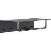 Frost - Unu Wandgarderobe mit Haken und Stange, schwarz/schwarz, 600 mm