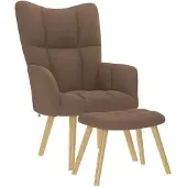 vidaXL Relaxsessel mit Hocker Braun Stoff