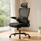 Merkloos Ergonomischer Bürostuhl mit 2D-Kopfstütze und Lendenwirbelstütze