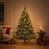 Syfax Künstlicher Weihnachtsbaum mit Weihnachtskugel 120 cm 150 LEDs