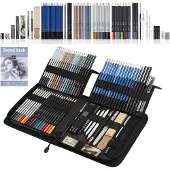 Sonstiges 84-teiliges Buntstift- und Skizzenstift-Set mit Federmäppchen