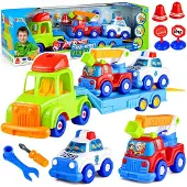 Lean Toys Satz von Polizei- und Feuerwehrfahrzeugen