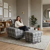 Family meble Fernseh- & Relaxsessel SAVIO Brawo – mit Hocker & Stauraum, Webstoff in Grau,
