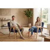 Family meble 2er-Set Sessel SOLER Angel – Retro-Stil, Strukturstoff in Nachtblau,