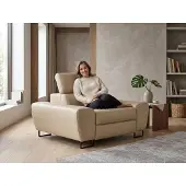Family meble Fernseh- & Relaxsessel SAVIO Boston – mit verstellbarer Kopfstütze, Kunstleder in Beige,
