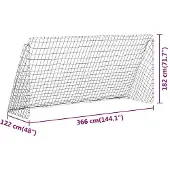 vidaXL Fußballtor mit Netz Weiß 366x122x182 cm Stahl