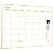 Famanu Whiteboard Monatkalender - 60 x 45 cm, magnetisch mit goldenem Rahmen