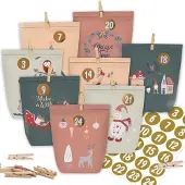 Dripio Adventskalender zum Selbstbefüllen, 24 Papier-Tüten mit Zahlenstickern