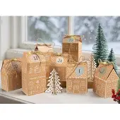 Dripio Adventskalender zum Befüllen, 24 DIY-Lebkuchenhäuschen aus Kraftpapier