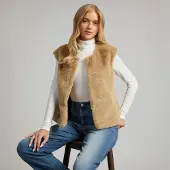L'amore Couture Damen - Springfield Kunstfellweste - Natural
