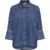 ONLY Jeansbluse "ONLGRACE 3/4 RHINESTONE MB DNM SHIRTNOOS" mit Strasssteinen