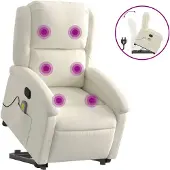 vidaXL Massagesessel mit Aufstehhilfe Creme Samt