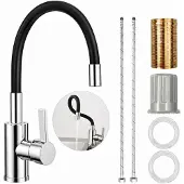 Sonstiges Küchenarmatur 360° Drehbar Flexibler Auslauf Edelstahl Spültischarmatur Wasserspar-Aerator Schwarz