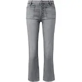 QS Bootcut-Jeans , Damen, Gr. 42, N-Gr, grau (grau used), Denim/Jeans, Obermaterial: 99% Baumwolle, 1% Elasthan, unifarben, bootcut fit lang, Jeans Bootcut-Jeans, mit Stretch und aufgesetzten Taschen