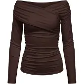 Object Crossover Off Shoulder Top Braun M