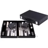 Longfield Backgammon Set 11" Grau/Schwarz/Weiß - im Koffer