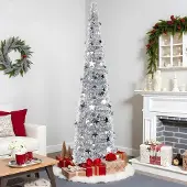 Sonstiges Künstlicher Weihnachtsbaum 180cm Silberfarben Zusammenklappbar