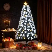 Oyajia Künstlicher Weihnachtsbaum 90 cm Faseroptik, LED-Stern, 8 Lichtmodi, Farbwechsel